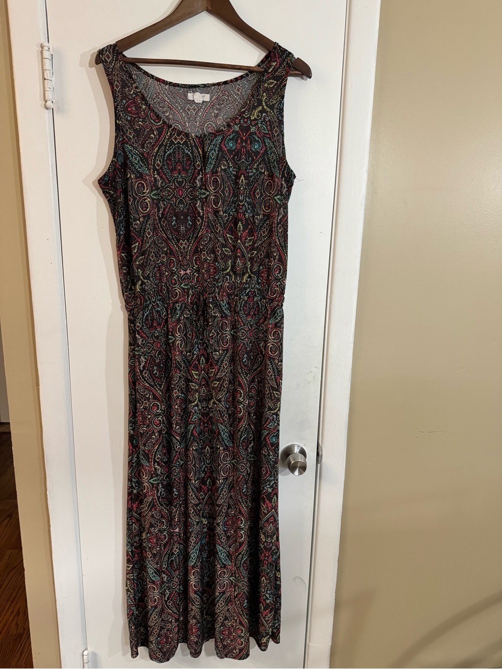 Exist Black Paisley Maxi Dress with Teal & Burgundy Accents